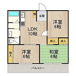 東和ハイツ本館 2LDKの間取図画像