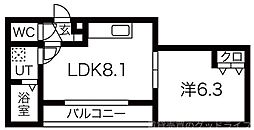 京都市下京区艮町アパート 1LDKの間取図画像