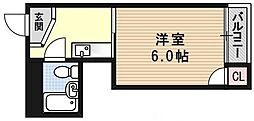 シモン堀川 1Kの間取図画像