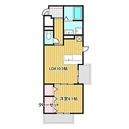 ブランヌーボー 1LDKの間取図画像