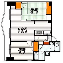 四条大宮シャトー朝日 2LDKの間取図画像
