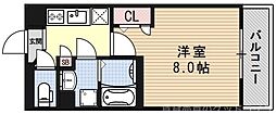 グランカーサ京都駅前 1Kの間取図画像