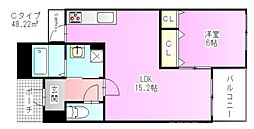 コンフィアンサ桂 1LDKの間取図画像