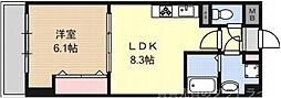 i・レジデンス上鳥羽 1LDKの間取図画像