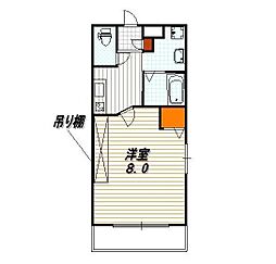 フラッティワレア 1Kの間取図画像