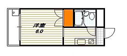 アスビール三条 1Kの間取図画像