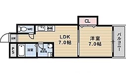 ビュープラザ 1DKの間取図画像