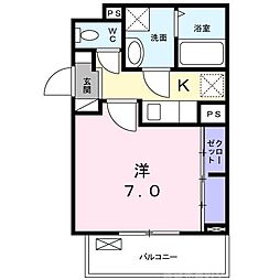 シャルマン東寺南1 1Kの間取図画像