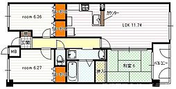 パインフィールド五条 3LDKの間取図画像