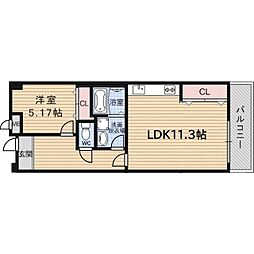 パインフィールド五条 1LDKの間取図画像