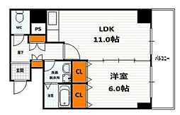 ジョイフル紫野 1Kの間取図画像