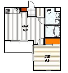 デルフィ 1LDKの間取図画像