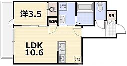 attrice円町(アトリーチェ円町) 1LDKの間取図画像