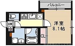 ロゼッタ北山 1Kの間取図画像