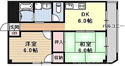 パレット御池 2DKの間取図画像