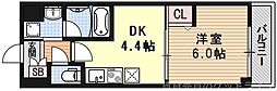 アクアプレイス京都三条朱雀 1DKの間取図画像