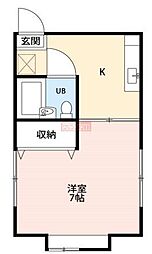 メゾフラット 1Kの間取図画像