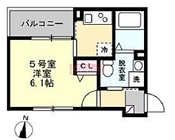 BayRoomvida 1Kの間取図画像