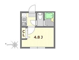 リブ蒲田 1Kの間取図画像
