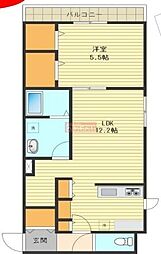 GreenHeimヘイアン 1LDKの間取図画像