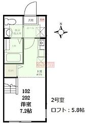 ハーミットクラブハウスKOKAGEB ワンルームの間取図画像
