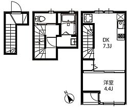 モダンラフォンテ南六郷 1DKの間取図画像