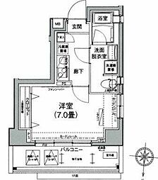 アイルカナーレ多摩川 1Kの間取図画像