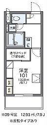 レオパレスヴィルヌーブ川崎B 1Kの間取図画像