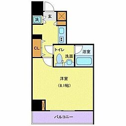 スパシエフェリーチェ川崎 1Kの間取図画像