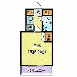 ジョイフルイケガミ 1Kの間取図画像