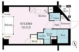デュオ・スカーラ品川大井 ワンルームの間取図画像