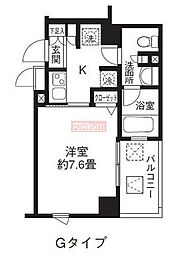 リージア雪谷 1Kの間取図画像