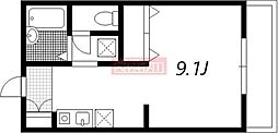 E.T.中央 ワンルームの間取図画像