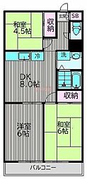コーポエガワ 3DKの間取図画像