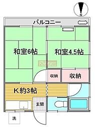 長嶋荘 2Kの間取図画像