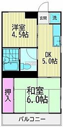 丸梅マンション 2DKの間取図画像