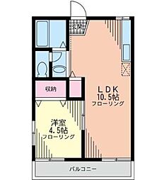 泉コーポ 1LDKの間取図画像