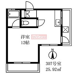 シャトーナベシマ ワンルームの間取図画像