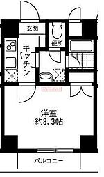 ナインブーランジェ川崎 1Kの間取図画像