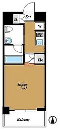 フォルティス大森 1Kの間取図画像