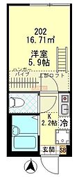 Grand Louvre 平和島 1Kの間取図画像