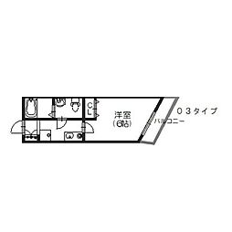 モダンルイーズ鶴見 1Kの間取図画像