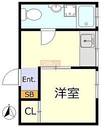 羽田第一スカイマンション 1DKの間取図画像