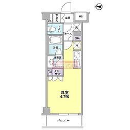 リバーレ蒲田仲六郷 ワンルームの間取図画像