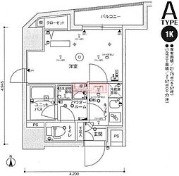 スカイコートパレス蒲田 1Kの間取図画像