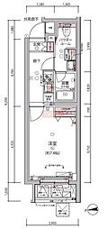 ARCOBALENO UMEYASHIKI 1Kの間取図画像