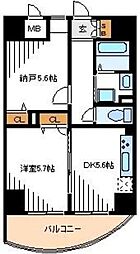 エアリーアベニュー川崎 2DKの間取図画像