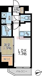 アジールコート西馬込2 1DKの間取図画像