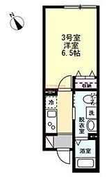 ベイルーム鶴見花月園 1Kの間取図画像