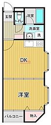 シャトレ山王ビル 1DKの間取図画像